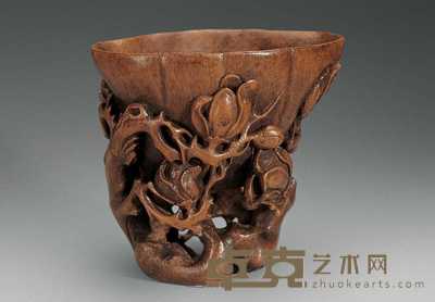 清 竹刻玉兰花纹杯 11.6cm